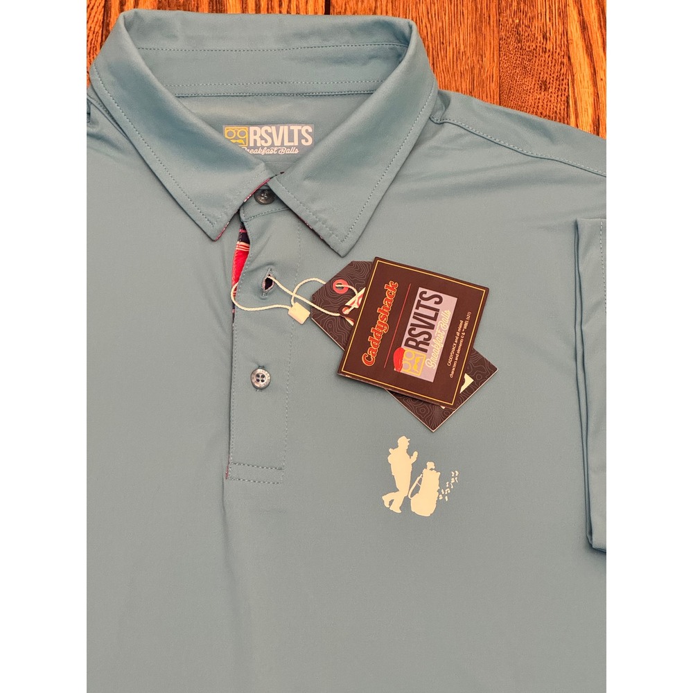 RSVLTS Caddyshack "Rodney" Polo  Shirt Mens XL Blue Pink Performance Golf NWT